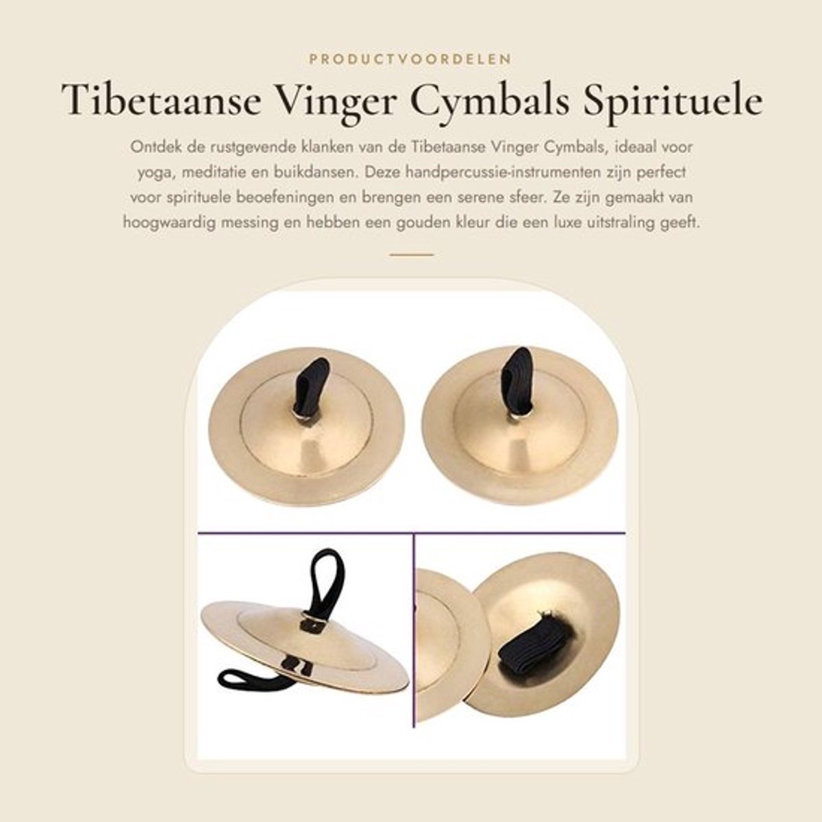 Vingercymbalen Messing - Buikdans Instrument - Tingsha Zills - Spirituele Handpercussie - Diameter 5 cm - Lichtgewicht 27g - Vingerbekkens