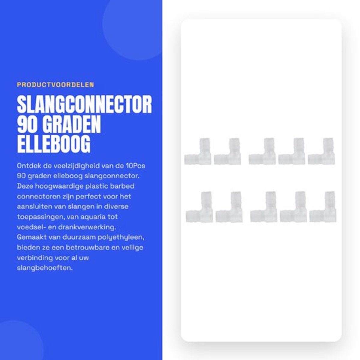 Slangconnector - 90 Graden elleboog slangconnector voor aquarium en voedsel - 10x plastic barbed adapter - Duurzame slangverbinding - Ges...