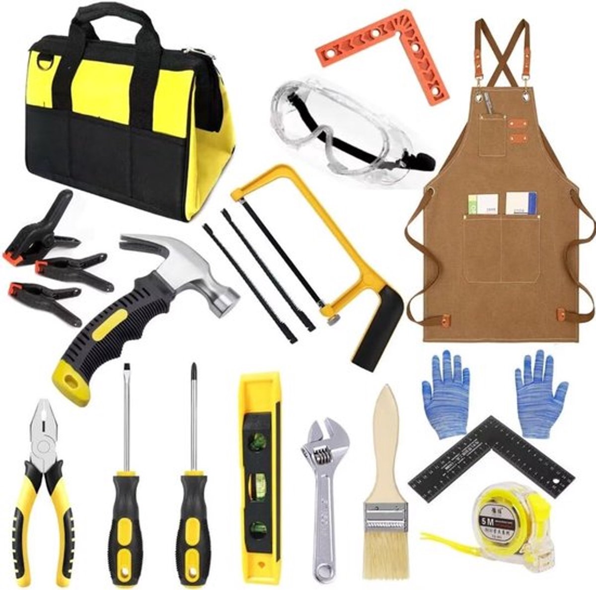 Thijox - Kindergereedschapsset voor kinderen, echte timmergereedschappen, bouwgereedschap met gereedschapstas, hamer, ideaal als kerstcadeau, perfect
