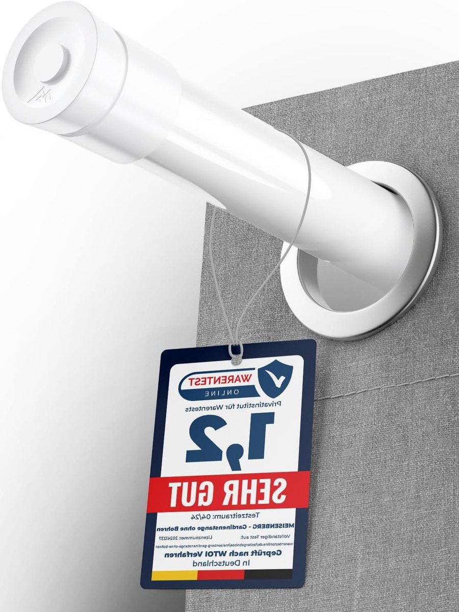 Gordijnroede Zonder Boren - Telescoopstang Spanstang - Douchegordijn Ophangen - One-Click Technologie - 50-80 cm - Wit