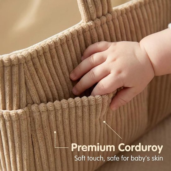 Luiertas - Luiermand - Baby opbergzak - Verzorgingsmand - Reisbaby tas - Meerdere opbergvakken voor overzichtelijke indeling - Corduroy stof - 38×23.5×18 Cm - Geschikt voor babyverzorging, luiers opbergen, babyaccessoires, thuis en onderweg - Groen — afbeelding 3