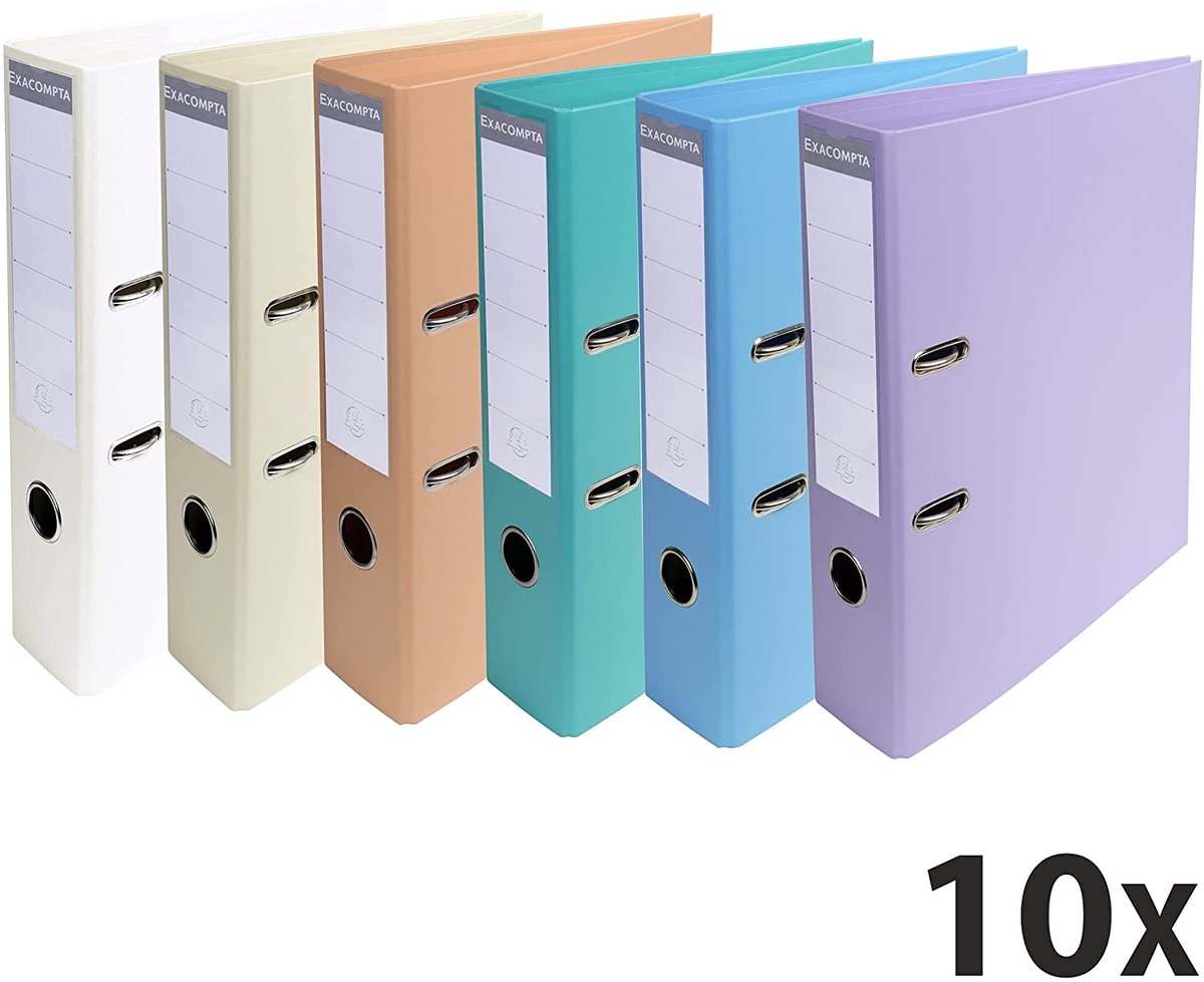 Exacompta 10x Prem'Touch® PVC Ordner met hefboom - rug 70 mm - A4 - Geassorteerd - 53084E