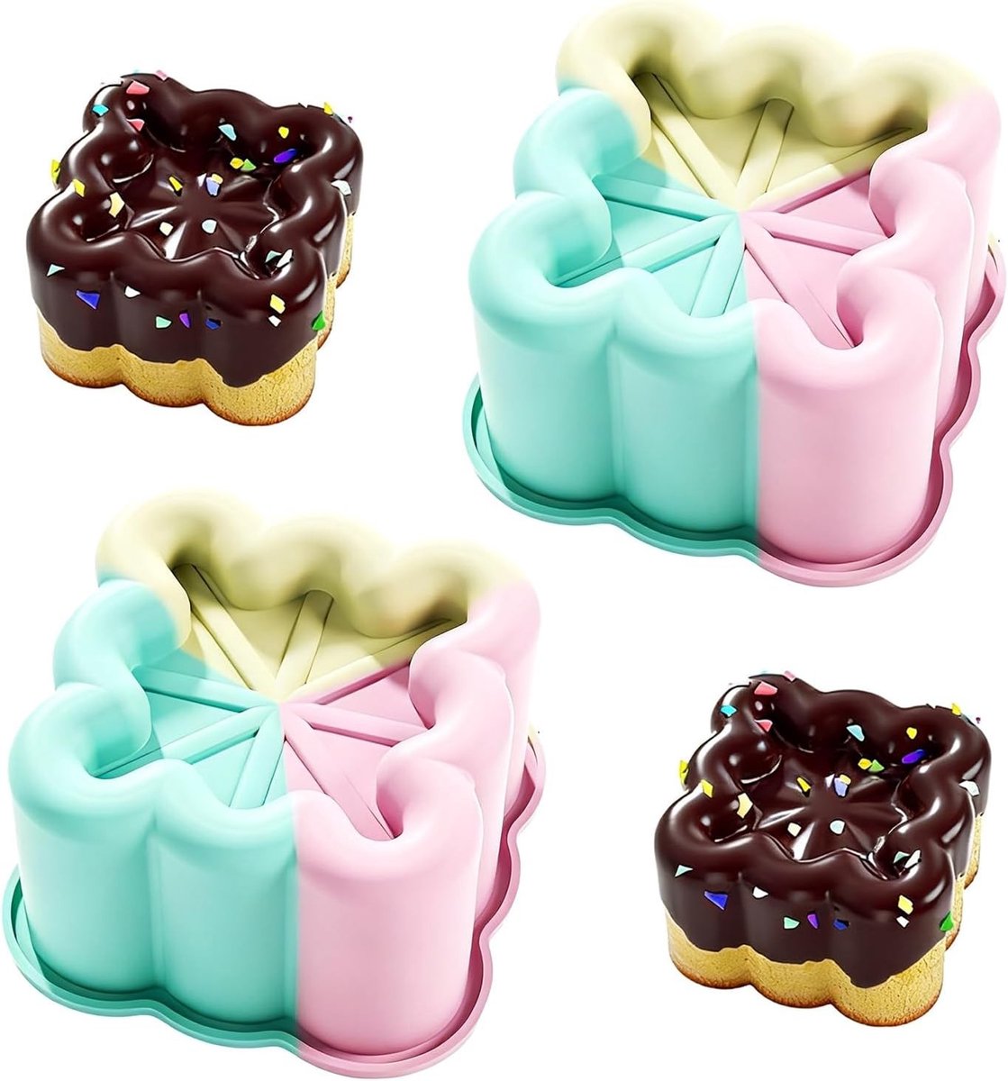 Vierkante siliconen bakvormen set van 2, ideaal voor brownies, muffins en quiche bakken, duurzame cake- en taartvormen