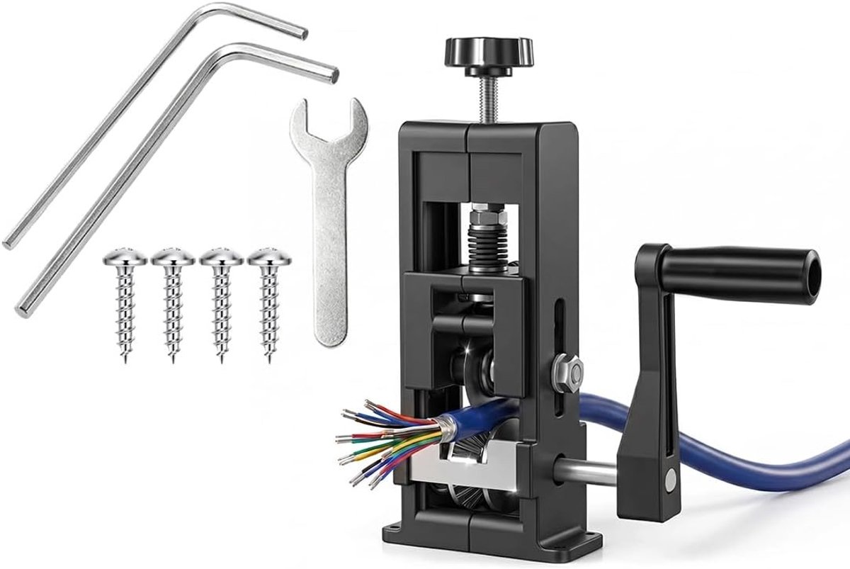 Handmatige kabelschilmachine voor kabels en draden, draadstripper met booraandrijving, ideaal voor recycling en werkplaatsgebruik, 1-25 mm