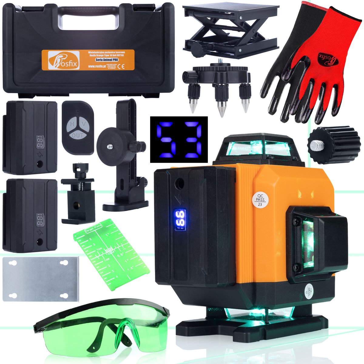 Rosfix Kruislijnlaser ROT16L - 16 Groene Lijnen Zelfnivellerend - 360° 0,2mm/10m IP54