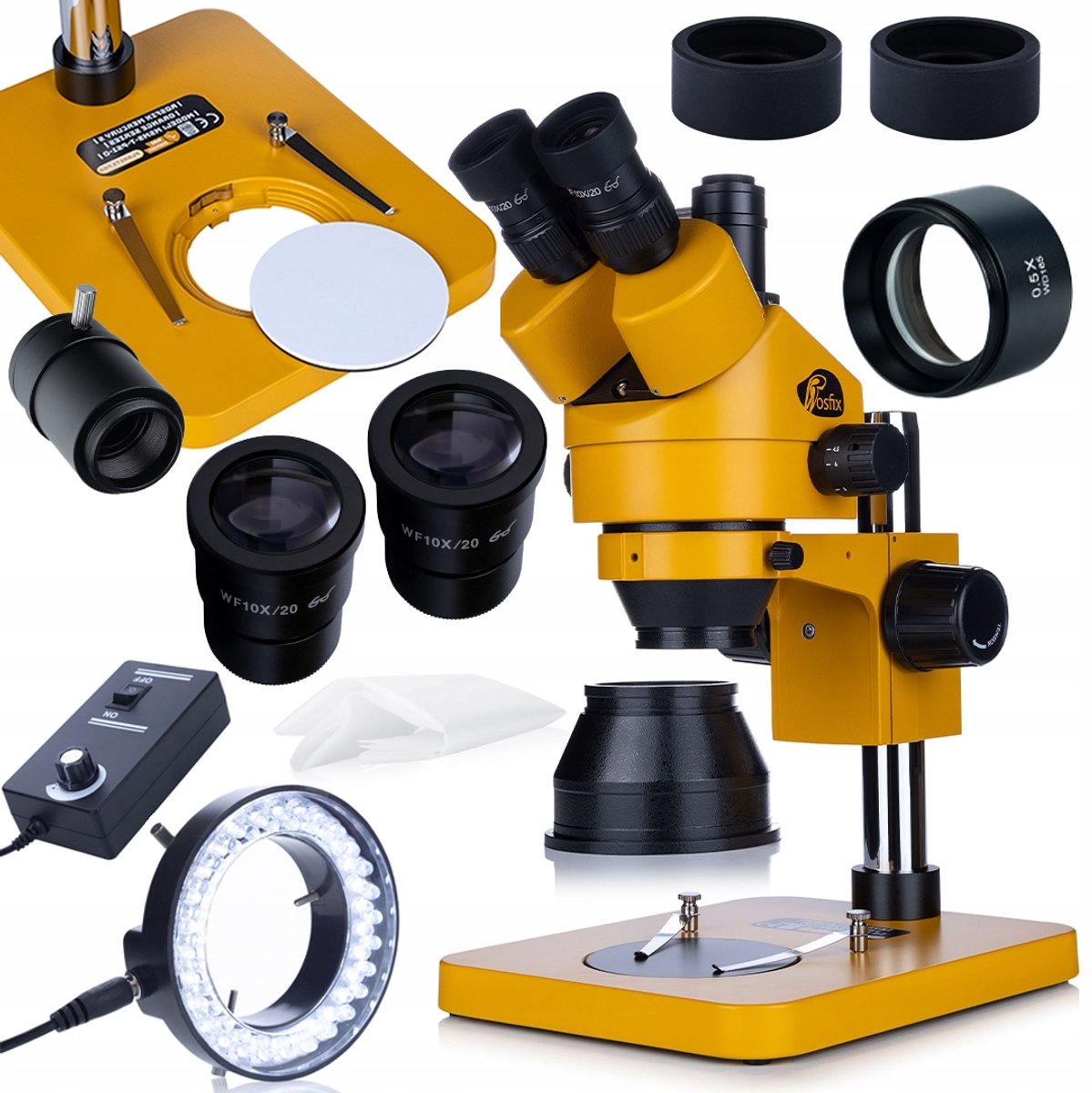 Rosfix Trinoculair Microscoop Mercury S - Zoom 7–45× - Barlow 0.5x - 56 LED - Werkafstand 100mm