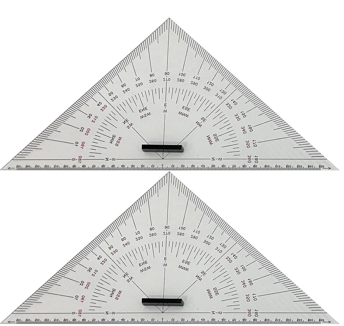 Tekendriehoek - Liniaal Meetinstrument - Kaarttekenen - Tweedelige Acrylschaal - 300 mm - Transparant