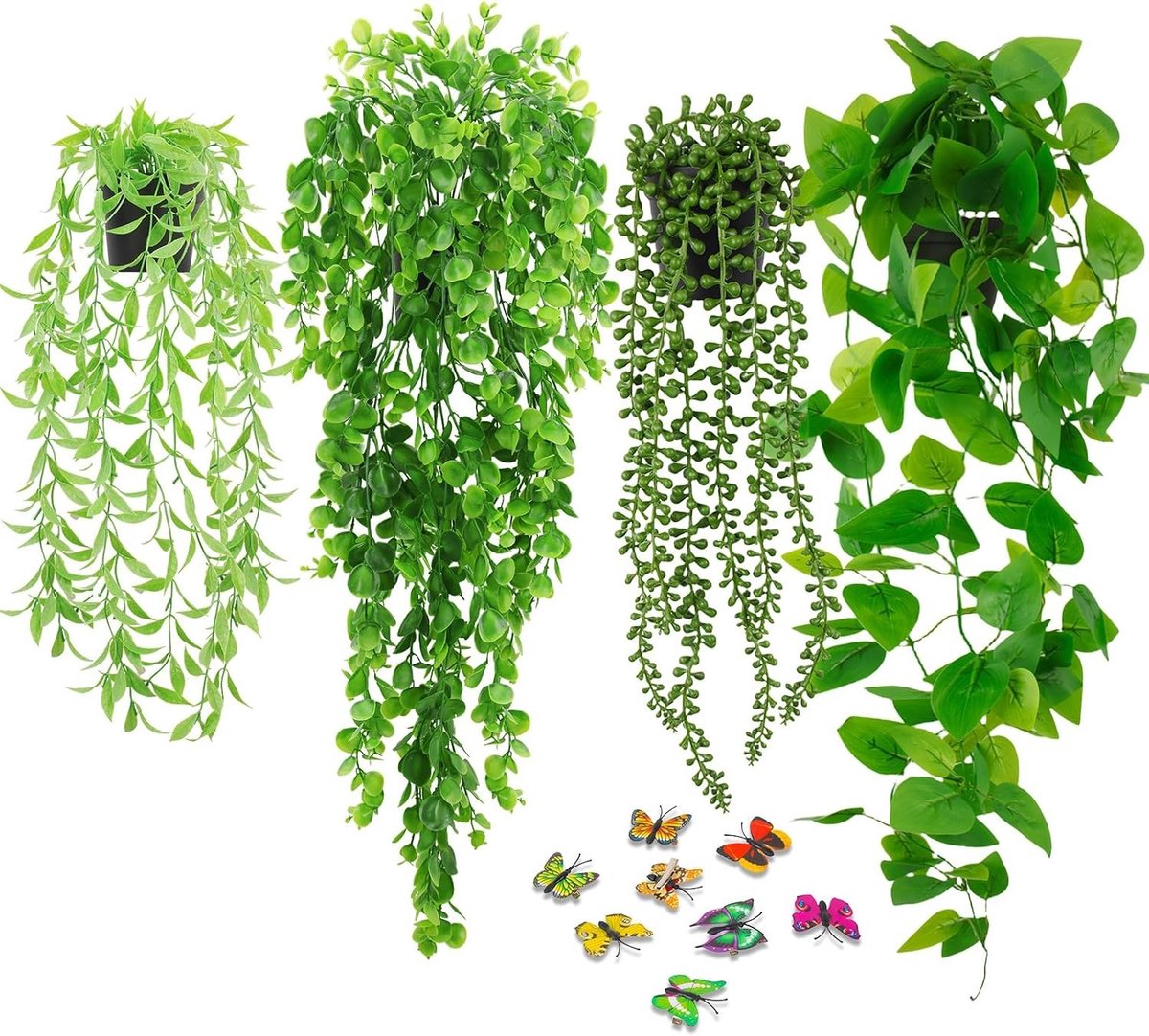 Kunstvetplanten met pot - Groen - Theebladeren - Kunststof Nep Hangplant - Voor Binnen en Buiten