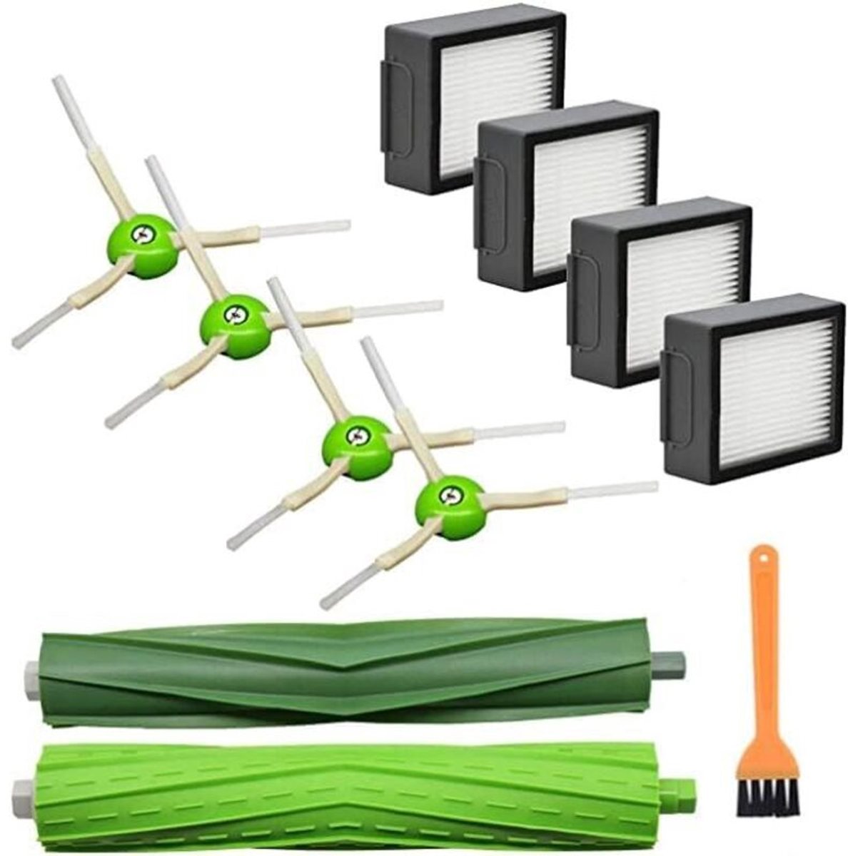 Deze 12-delige set is compatibel met de geschikt voor iRobot geschikt voor Roomba Combo I5 I5+ J5 J5+ I7 I7+ I8 I8+ robotstofzuigers en bevat 2 hoofdborstels, 4 HEPA-filters en 4 zijborstels.