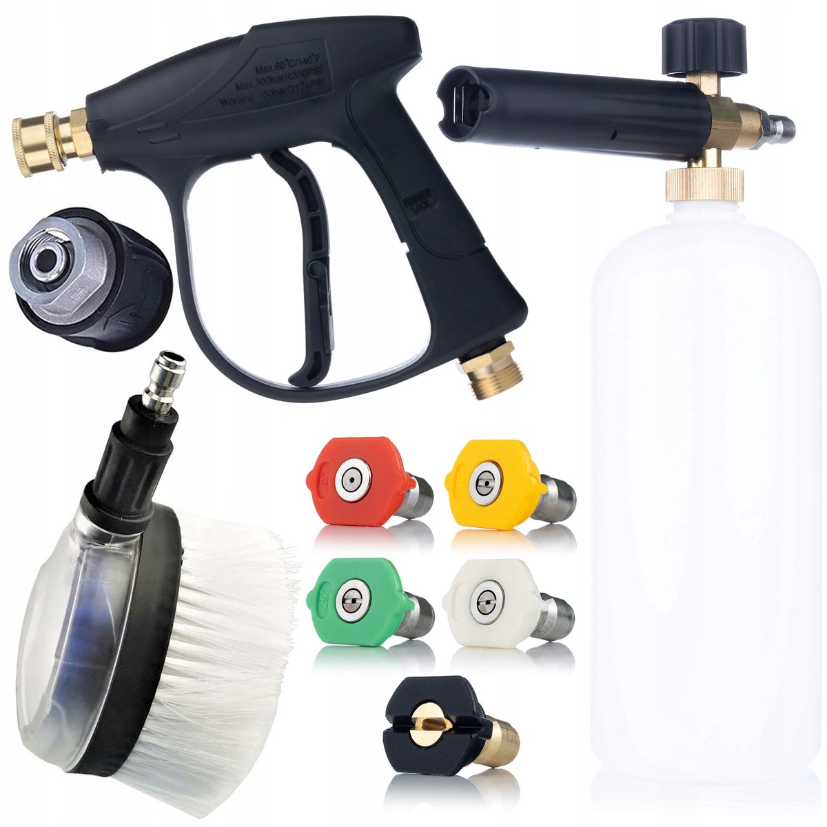 Rosfix JetKit Ultra Schuimpistool Set - Spuitpistool M22 QC 300 Bar - 5x Spuitmond QC, 1L Spuitlans