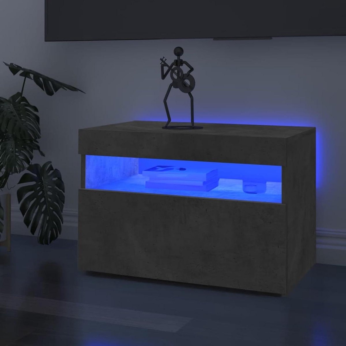 Tv-meubel met LED - Hifi-kast Set - Woonkamer Inrichten - RGB Verlichting - 60 x 35 x 40 cm - Betongrijs