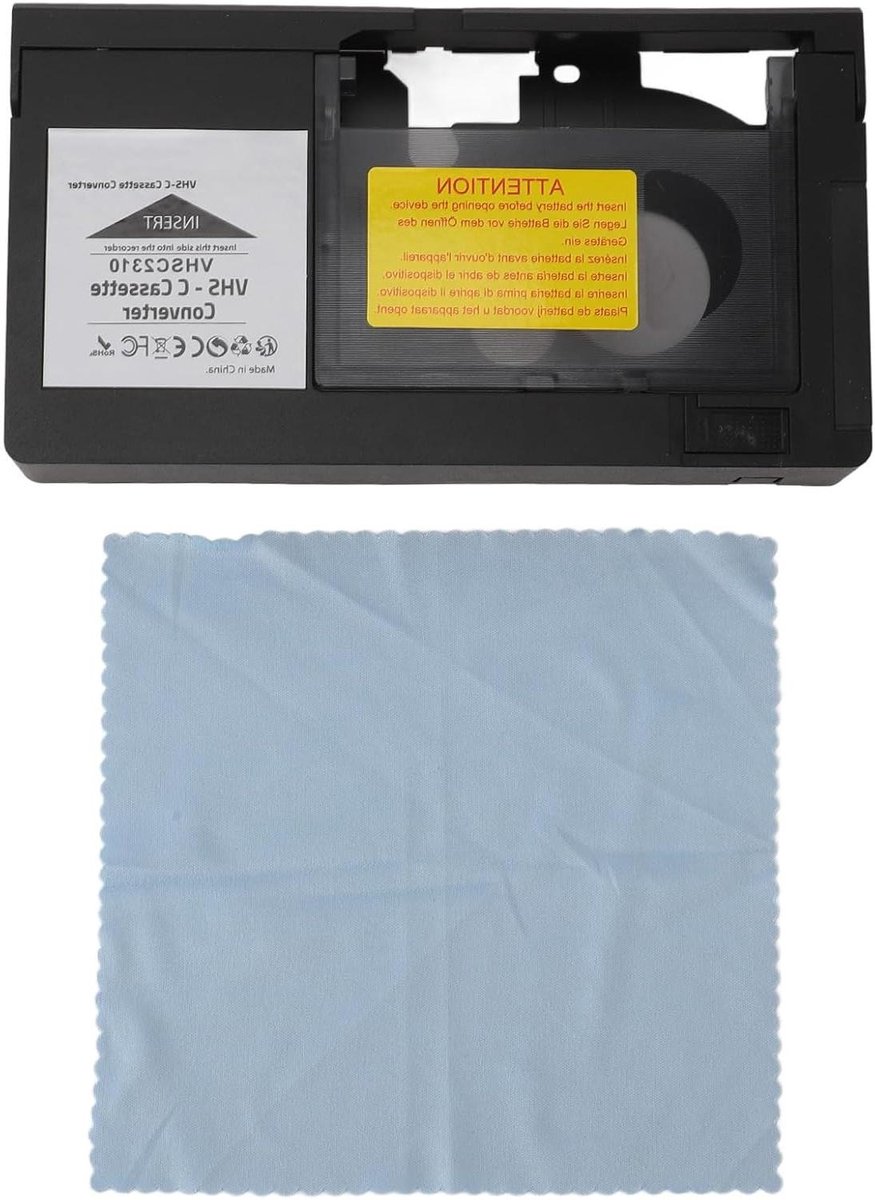 VHS-C Adapter - Camcorder Tape Converter - Oude Tapes Afspelen - Motorized Bandtransport - 188x102x25mm - Zwart