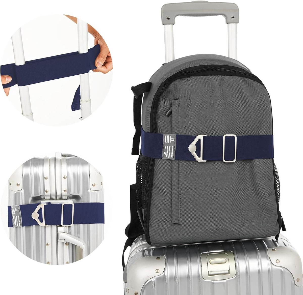 Verstelbare Reisriem voor Bagage met Elastische Band en Legger voor Extra Tas, Ideaal voor Koffers en Handbagage, Reisaccessoires voor Gemakkelijk Transport