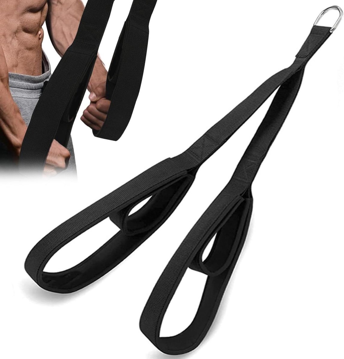 Tricep Rope - Kabelbevestiging Gym - Kracht Training - Veelzijdige Spierversterking - 26.8 cm - Zwart