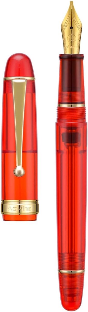 Transparante Rode Acryl Vulpen met Stub Point 1.1mm voor Calligrafie en Tekenen, Inclusief Pennenhouder Set