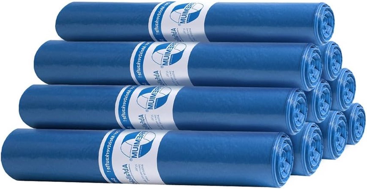 Afvalzakken - Vuilniszakken - Huishoudelijk Gebruik - Scheurbestendig LDPE - 120 liter 250 stuks - Blauw