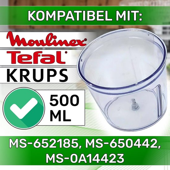 Kom voor staafmixer - Hakker kom Blender accessoires - Keukenwerkzaamheden - Voedselveilig kunststof - 500 ml - Transparant — afbeelding 3