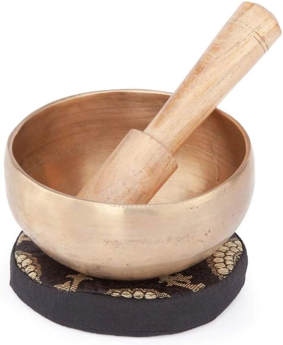 Bodhi Tibetaanse klankschaal Ø 11 cm - handgemaakte klankschaalset incl. kussen & klepel - Singing Bowl uit India - Ideaal als spiritueel cadeau - meditatieaccessoire van brons
