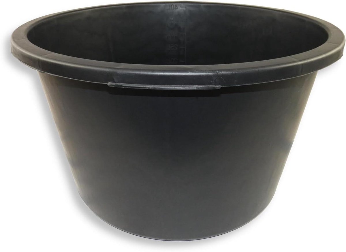 Mortelbak Rond - Bouwemmer Speciekuip - Bouw en Tuin - Versterkte Bodem Grepen - 40 Liter - Grijs
