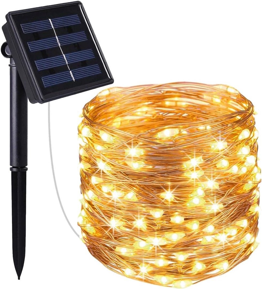 Buitenlampjes - Koper - 11,90 m - Zonne-energie LED-lichtketting met 100 warmwitte lampjes - Voor binnen en buiten