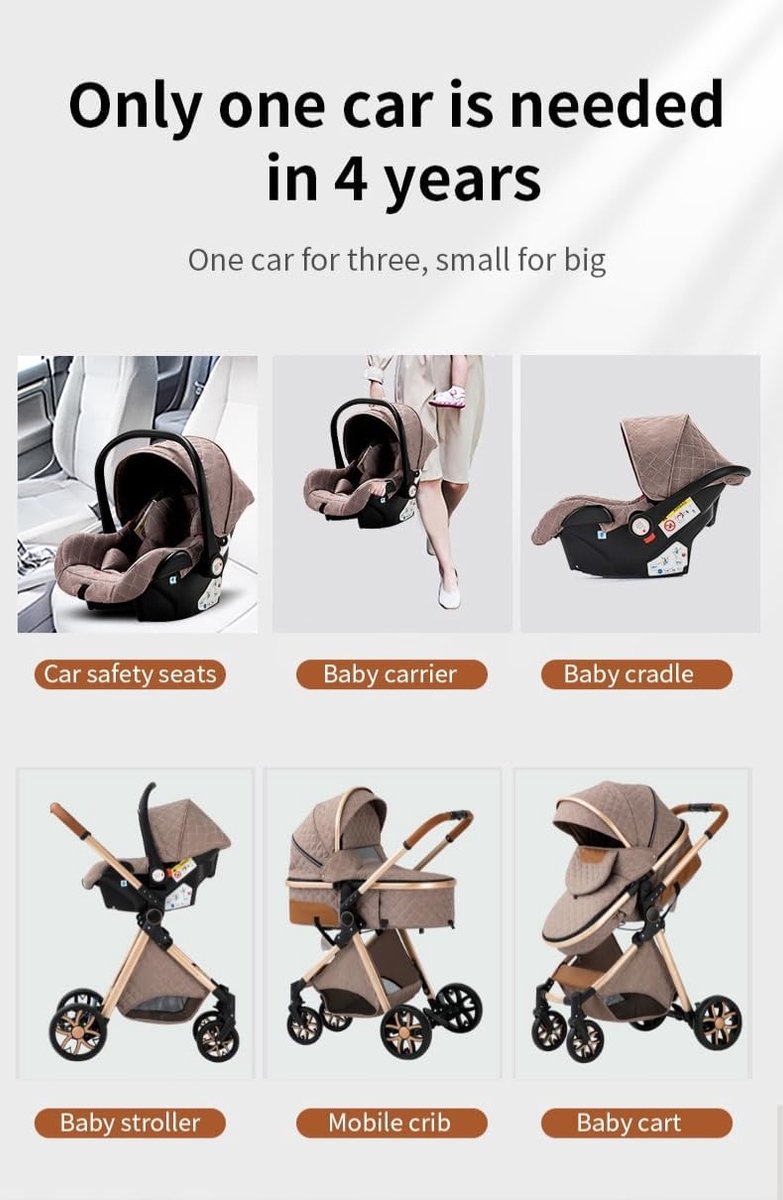 Kinderwagen 3-in-1 - Reiswieg buggy - Baby vervoeren - Compact opvouwbaar - 66 x 52 x 49 cm - Zwart – foto 8