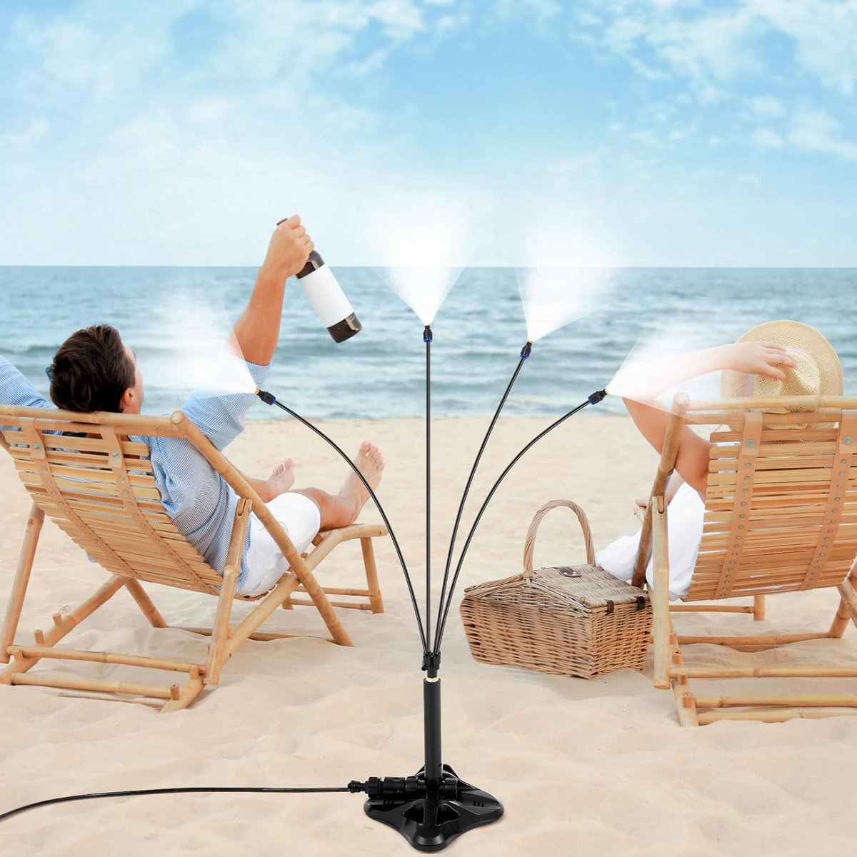 Staand Vernevelingssysteem voor Buiten - Verkoeling voor Terras, Tuin en Achtertuin - Hoogte 30.7 Inch en Slang 26.2 Ft - 1 Set