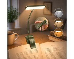 Sounix LED Leeslampje voor Boek met Klem - 315° draaibaar Leeslamp - 24 LED - Boeklampje met 3 Lichtstanden - Oplaadbare boeklamp USB - Dimbaar - Groente