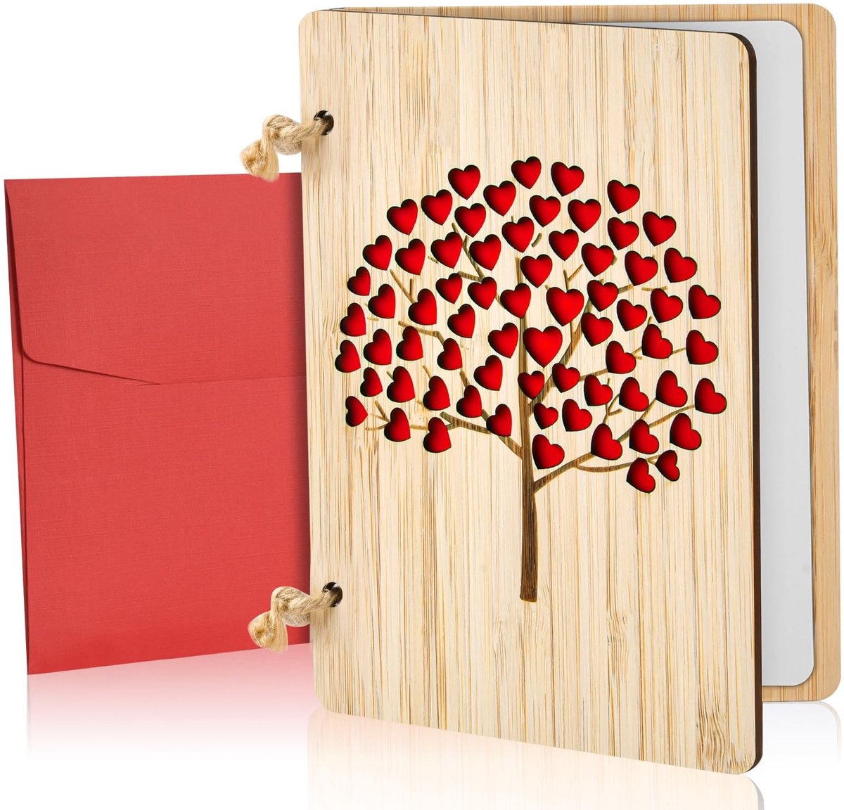 Houten bamboe wenskaart voor aanmoediging - verjaardag, Valentijnsdag, jubileum - cadeau voor vrouw, echtgenoot, vriendin, vriend - boomthema .