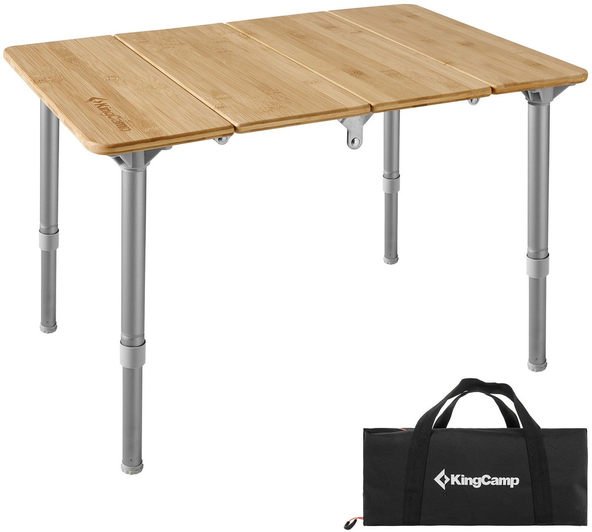 Klaptafel Camping Klaptafel Aluminium - Bamboehout traploos verstelbaar
