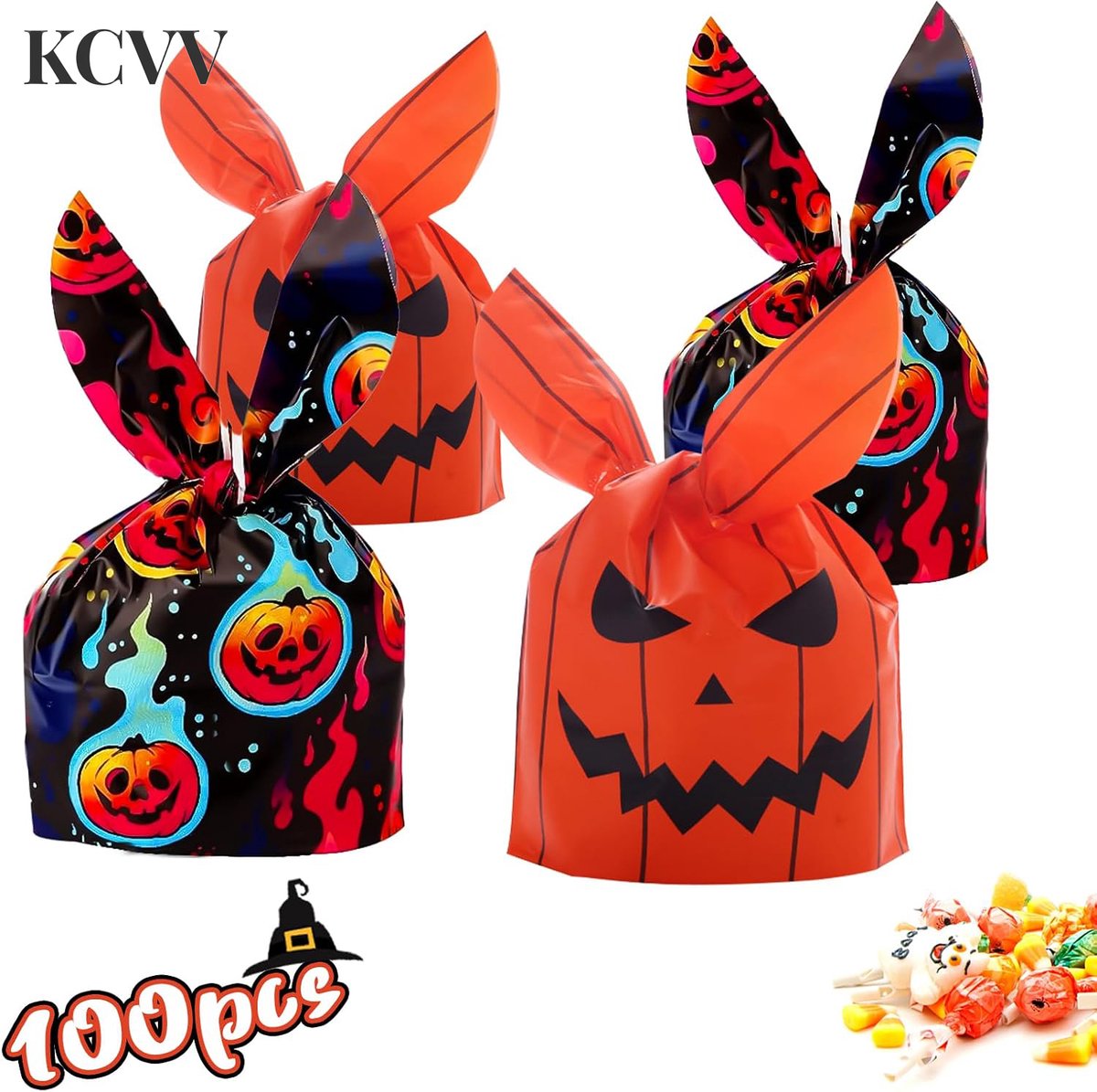 Halloween snoepzakjes-halloween snoepemmer-100 stuks Halloween snackzakjes - Halloween snoepzakjes - Snoepzakjes voor snacks, snoep, koekjes, speelgoed en feestcadeautjes - 14 x 23 cm