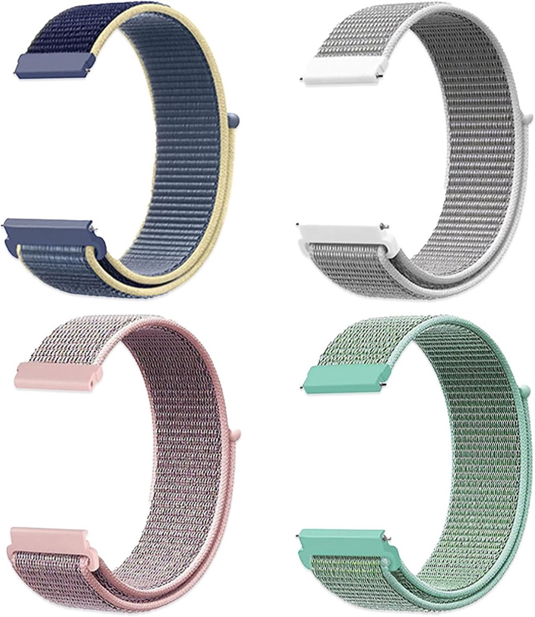 4-delige Quick Release Elastische Nylon Horlogebanden van 22mm/20mm voor Comfort en Stijl