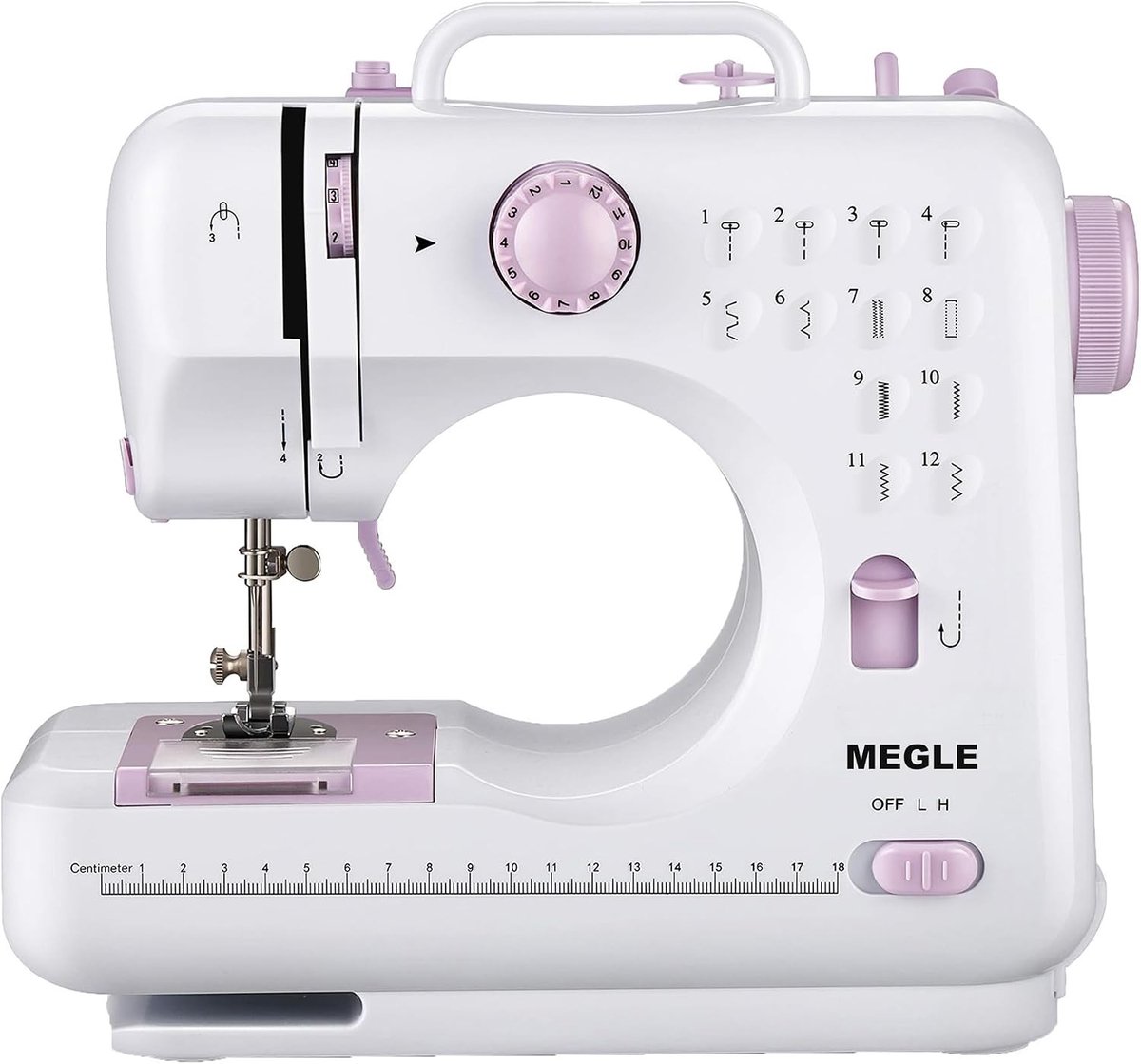 Handnaaimachine - Wit en Rood - Compact - 12 Steken - Voor Beginners en Thuisgebruik