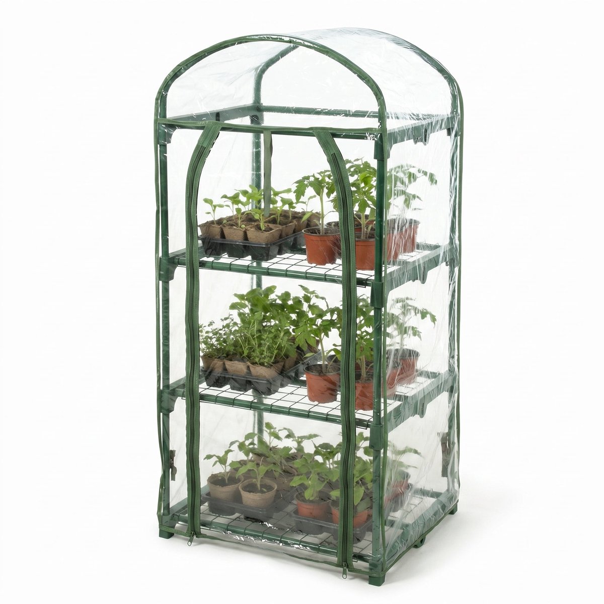 Cheqo® Kweekkas - Broeikas - Tuinkas - Plantenkas - Mini Kas - Mini Serre - Foliekas - Opzetkas met 3 Verdiepingen en Roldeur - voor Balkon en Tuin - Tomatenkas - Plantenhuisje - Kasje voor Buiten - Stekken en Kweken