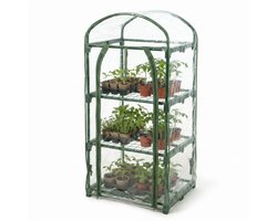 Cheqo® Kweekkas - Broeikas - Tuinkas - Plantenkas - Mini Kas - Mini Serre - Foliekas - Opzetkas met 3 Verdiepingen en Roldeur - voor Balkon en Tuin - Tomatenkas - Plantenhuisje - Kasje voor Buiten - Stekken en Kweken