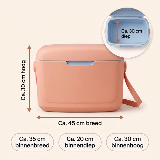 Cheqo® Koelbox - Draagbare Koelbox zonder Stroom - Passieve Koelbox - Kleine Koelbox met Schouderband - Koelbox voor Camping - Strand - Picknick en Auto - Koeltas - Thermobox - Isolerende Koelbox voor Festival - Roze Lichtgewicht Koelbox van Cheqo — afbeelding 2
