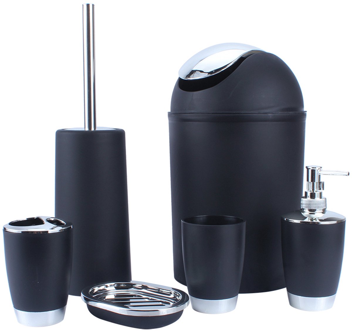 Badkameraccessoireset – 6-delig – Ruimtebesparend – Met Zeepdispenser – Voor de Badkamer