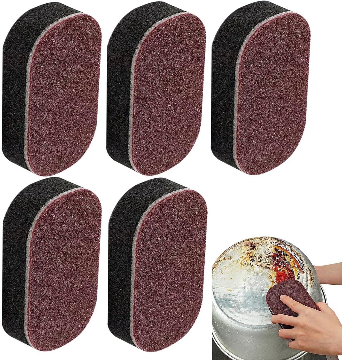 Keukenspons - Schuursponsjes - Keuken Reinigen - Krasvrij Schrobben - 5 Stuks - Grijs