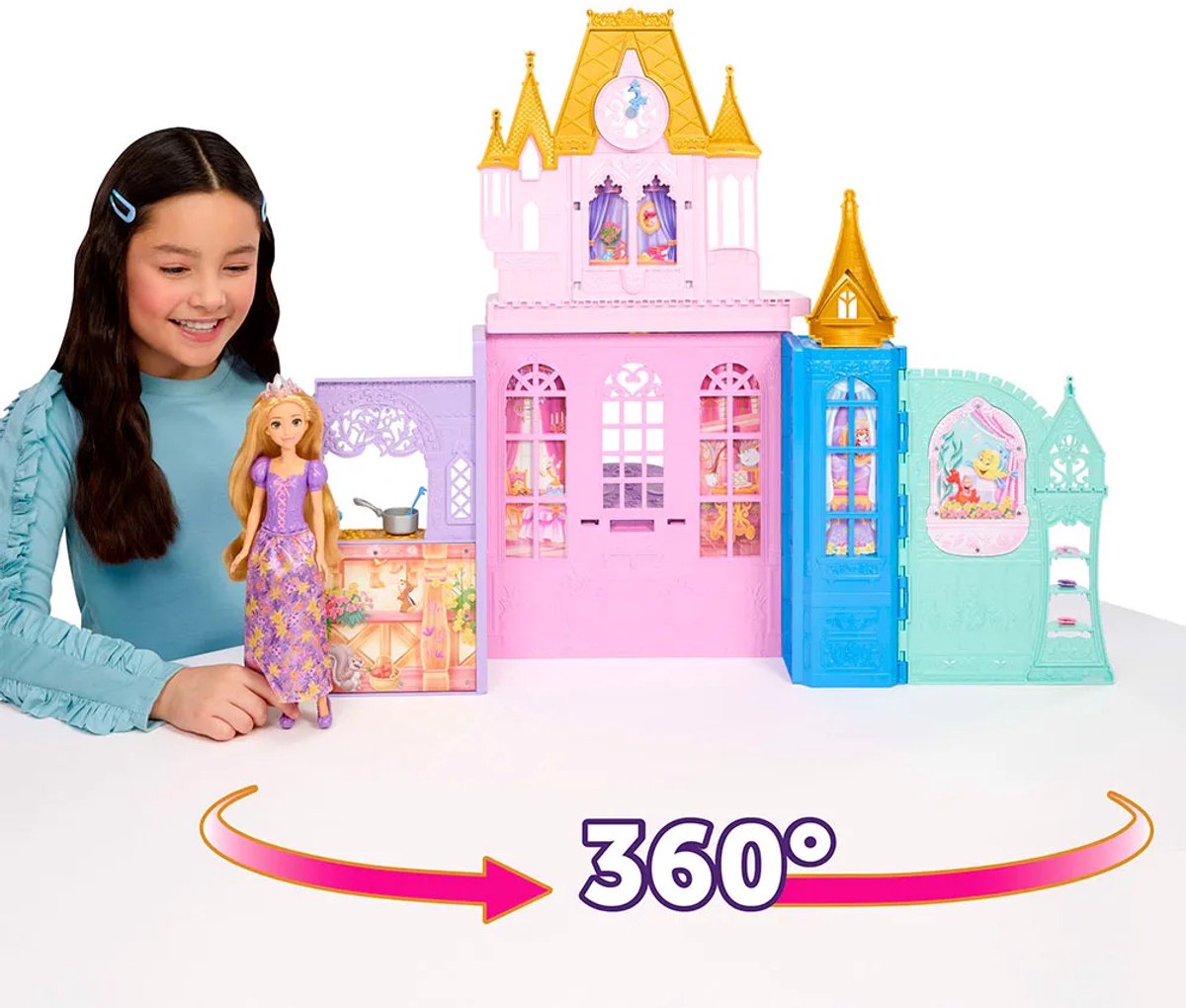 Disney Prinses Close %26 Carry Kasteel Rapunzel Modepop - met 5 speelgebieden — cadeau in Spellen & Speelgoed - foto 8