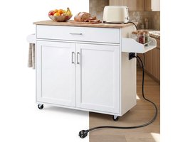 Buitenkeuken op Wielen – BBQ Trolley – Met Opbergkast & Planken – Werktafel voor Buiten – hout, MDF…