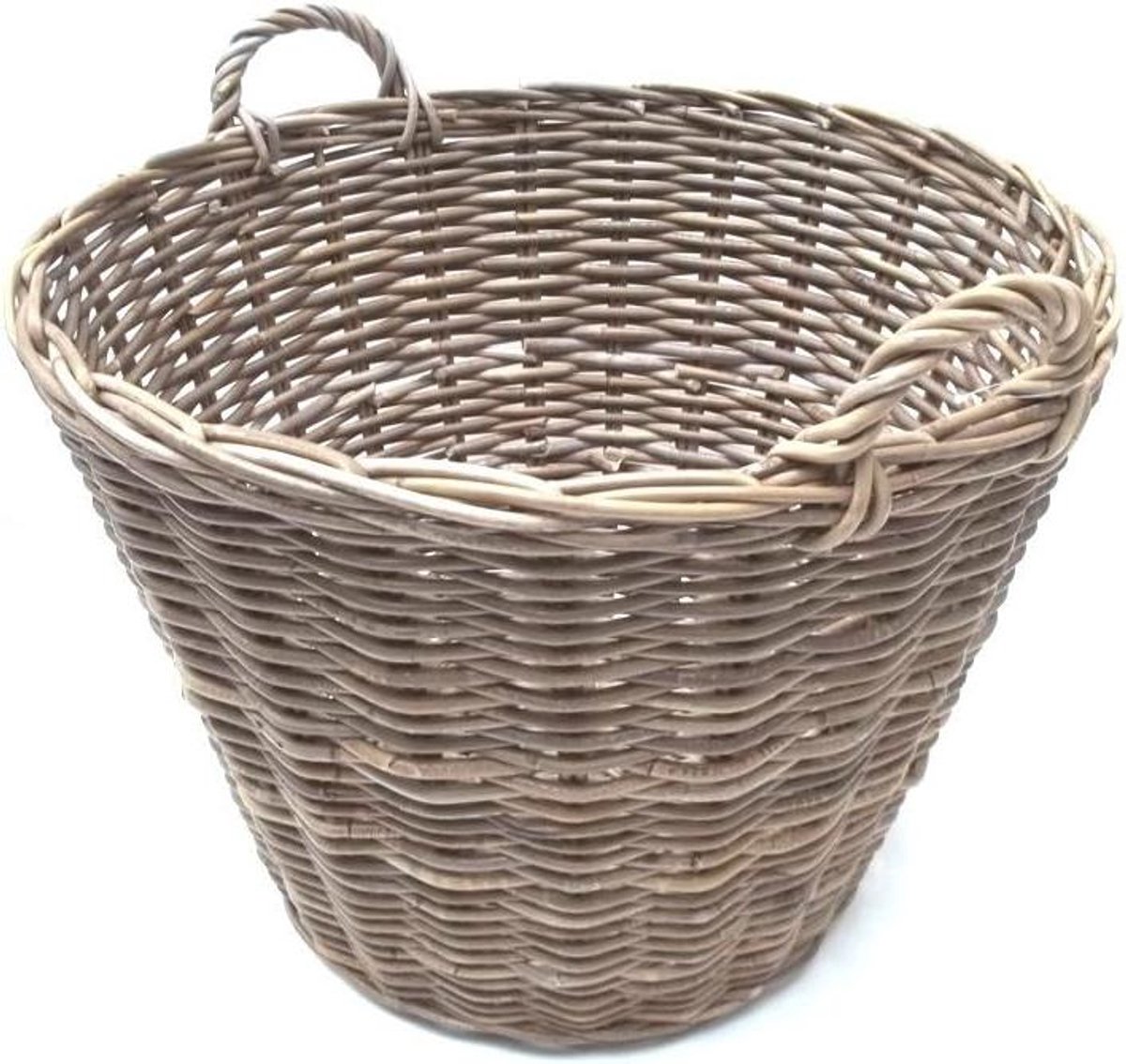 Houtmand Rattan - Opbergmand Mand - Haardhout Opslag - Handgeweven Stevig - 50 x 50 x 42 cm - Beige Grijs