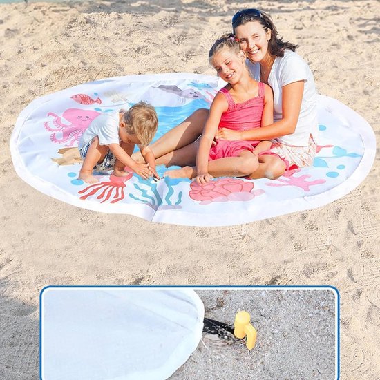 Babybadje voor buiten - Strandmat Opblaasbadje - Buitenspelen - Draagbaar en handig - 140x140 cm - Enkel kenmerk — afbeelding 2