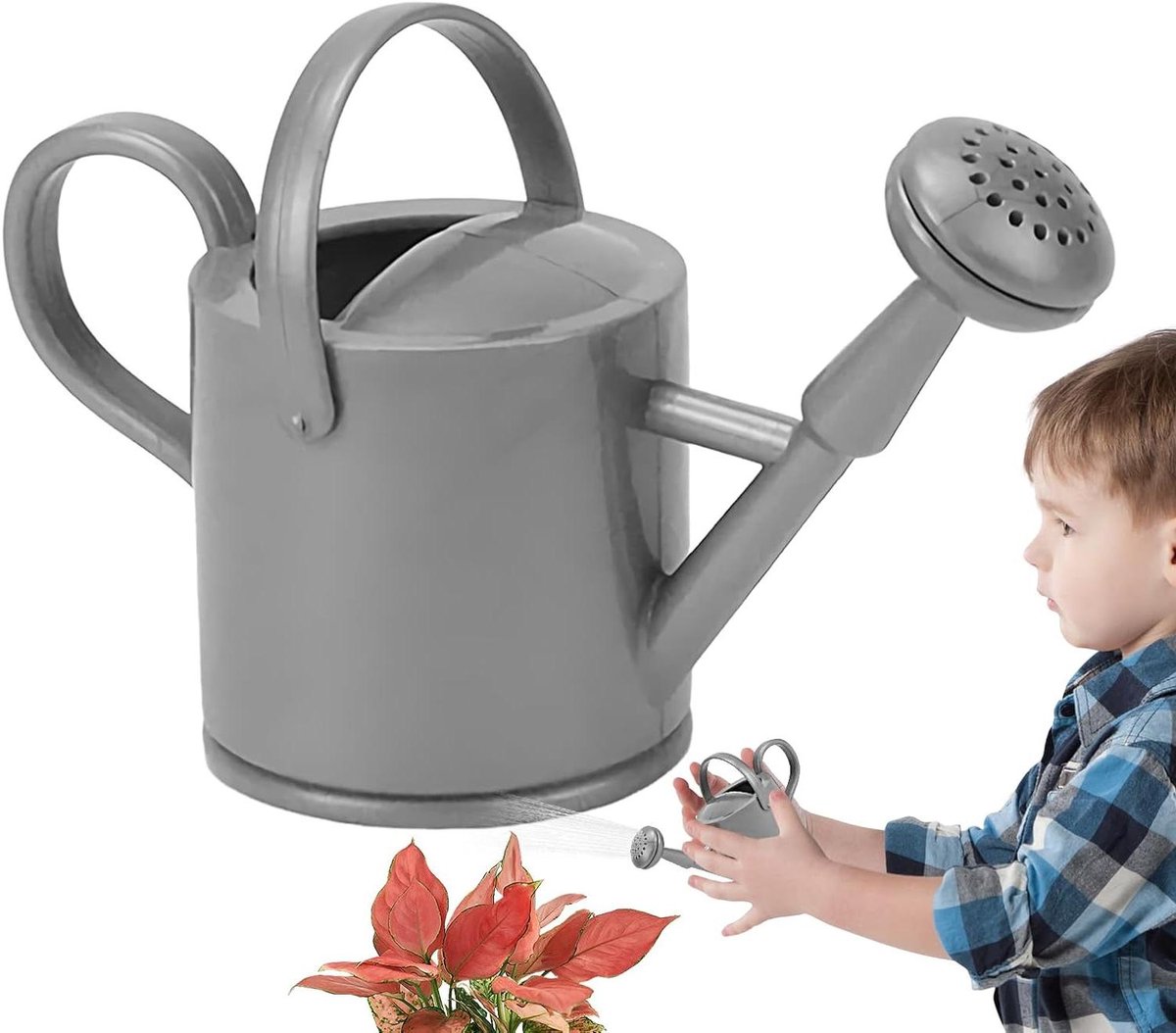 Mini Gieter - Kinder Gieter - Planten Water Geven - Roterende Uitloop - 37 x 72 x 37 cm - Zilver