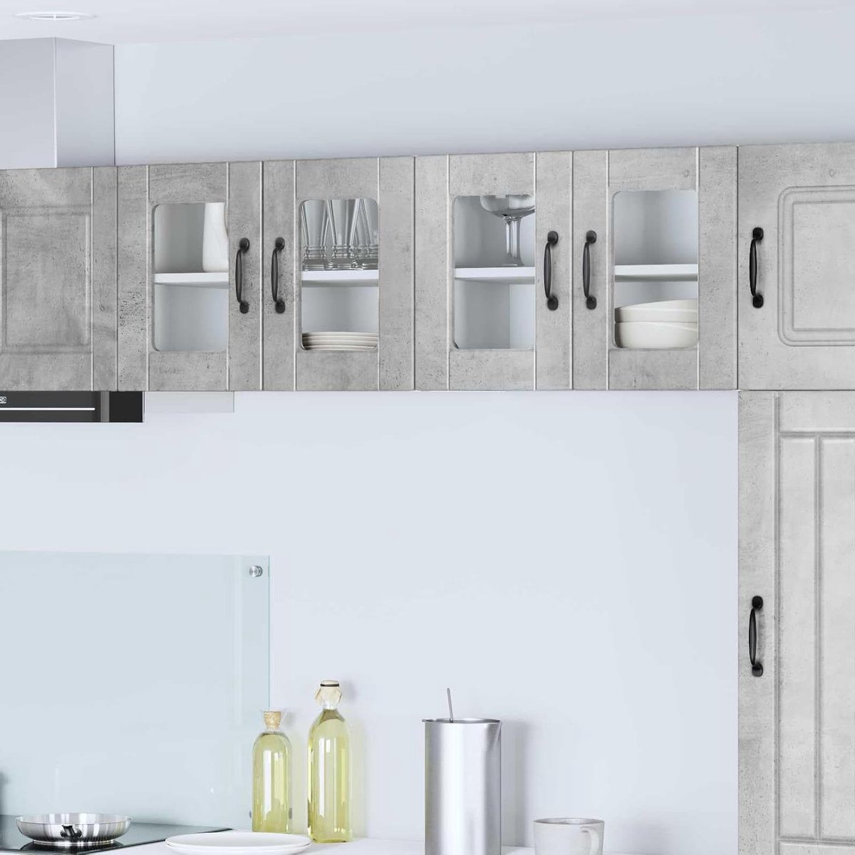 Keukenkast met deur - Opbergkast Hout - Keuken Organiseren - Wandgemonteerd Ontwerp - 60 x 31 x 40 cm - Betongrijs