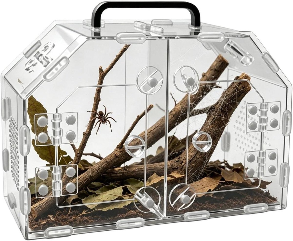 Reptielen Terrarium - Kleine Dieren Kooi - Huisdieren Houden - Ontsnappingsbestendig - 25 x 11.5 x 17 cm - Transparant