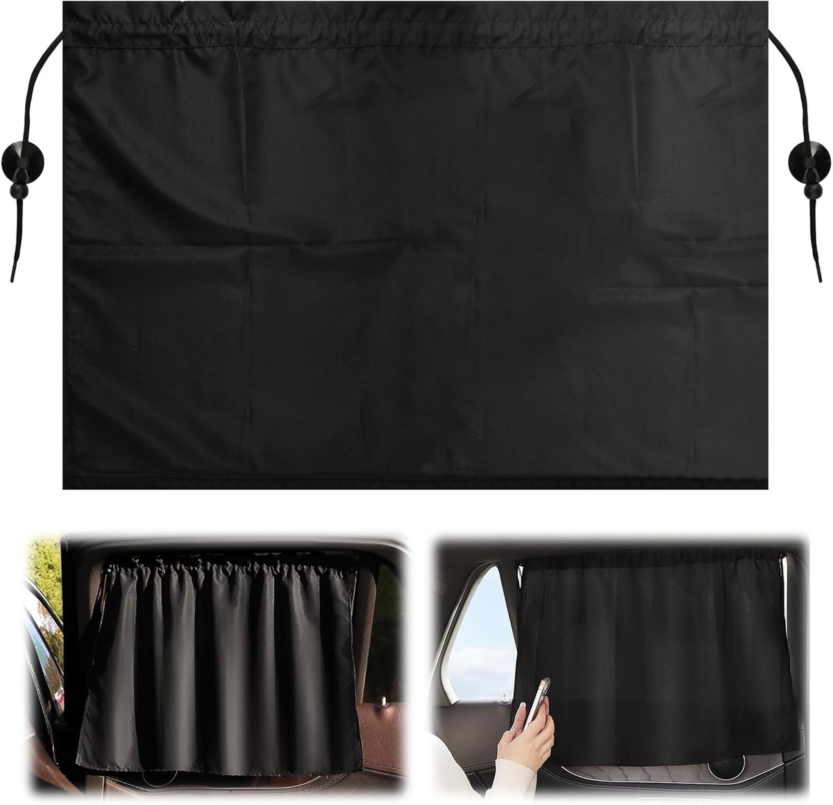 Zonnescherm auto kind - Zwart - 66,5 x 47 cm - Verstelbaar zijraam zonwering met UV-bescherming - Voor baby's en kinderen
