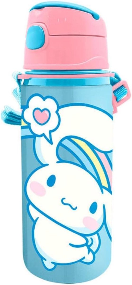 Waterfles Kinderen - Drinkfles Aluminium - Sport en Buiten - Lekvrij Ontwerp - 600 ml - Cinnamoroll Hello Kitty