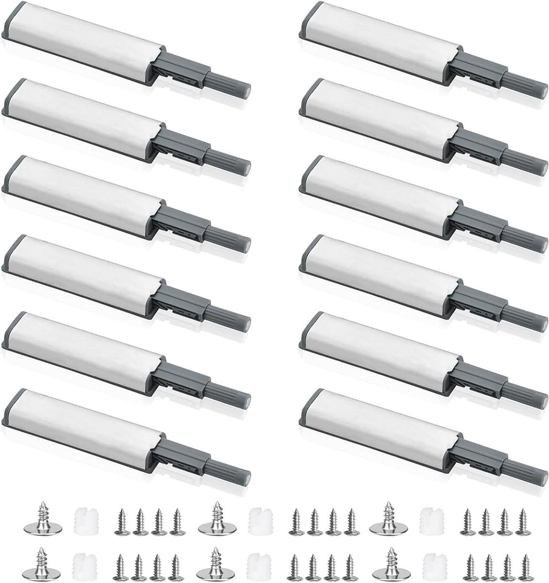 Drukdeuropeners - Kastdeur magneten - Kasten organiseren - Veerbelast systeem - 12 stuks - Zilver