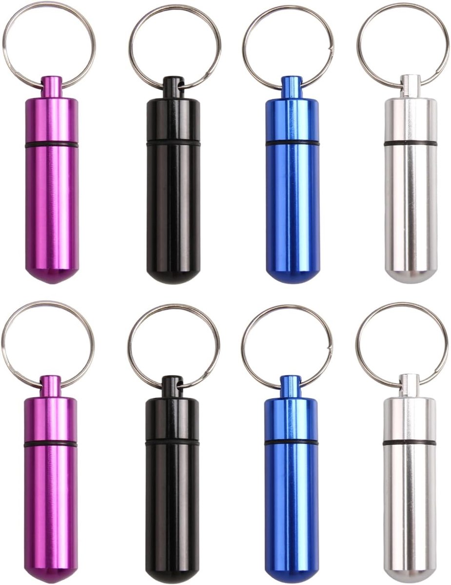 Compacte Pillendoos met Sleutelhanger - Waterdichte Mini Metalen Tablettenhouder voor Reizen en Organisatie van Medicijnen
