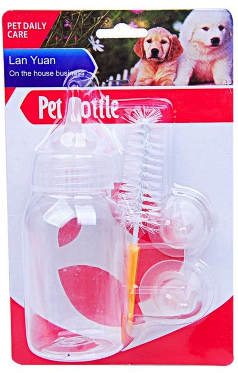 Set voedingsfles + accessoires voor puppy's 60 ml, Roze