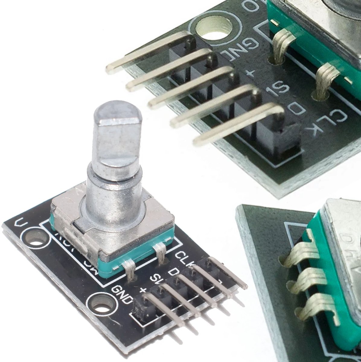 Rosfix Encodermodule Draaiknop met Drukknop - 360° Vrije Rotatie - 20 Puls/Omwenteling, 2,54 mm
